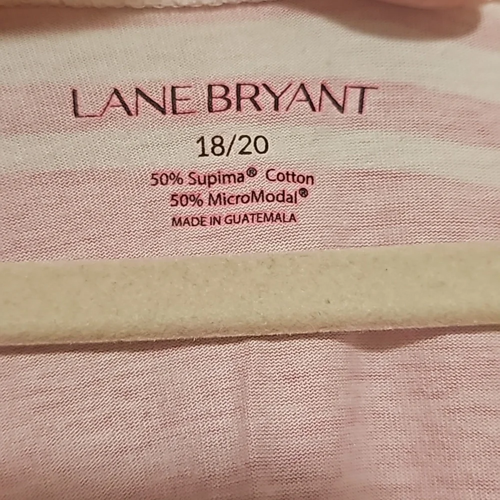 🌷Lane Bryant Pink Orange Striped Supima Cotton Micromodal Tee Size 18/20 - Picture 3 of 4
